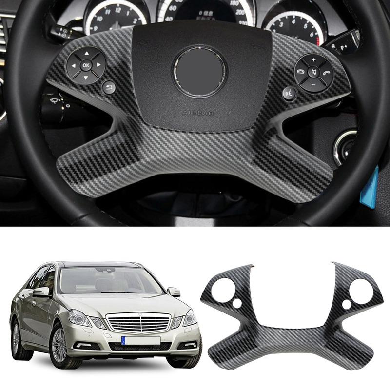 1 PC For Mercedes Benz E-Class 2009-2012 2013 (W212) Simulated Carbon Fiber Steering Wheel Trim Cover Sticker