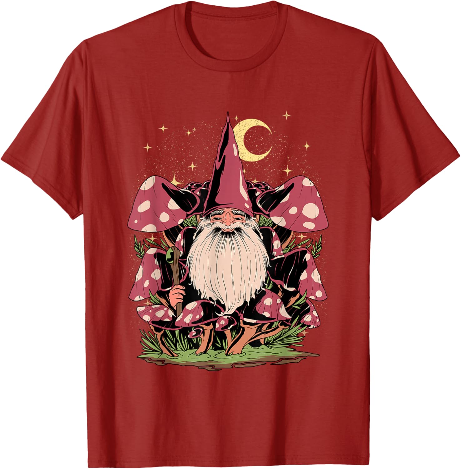 Грибной Гном Волшебник Коттеджкор Эстетика Графическая Футболка Мужская Повседневная Футболка для Путешествий S
