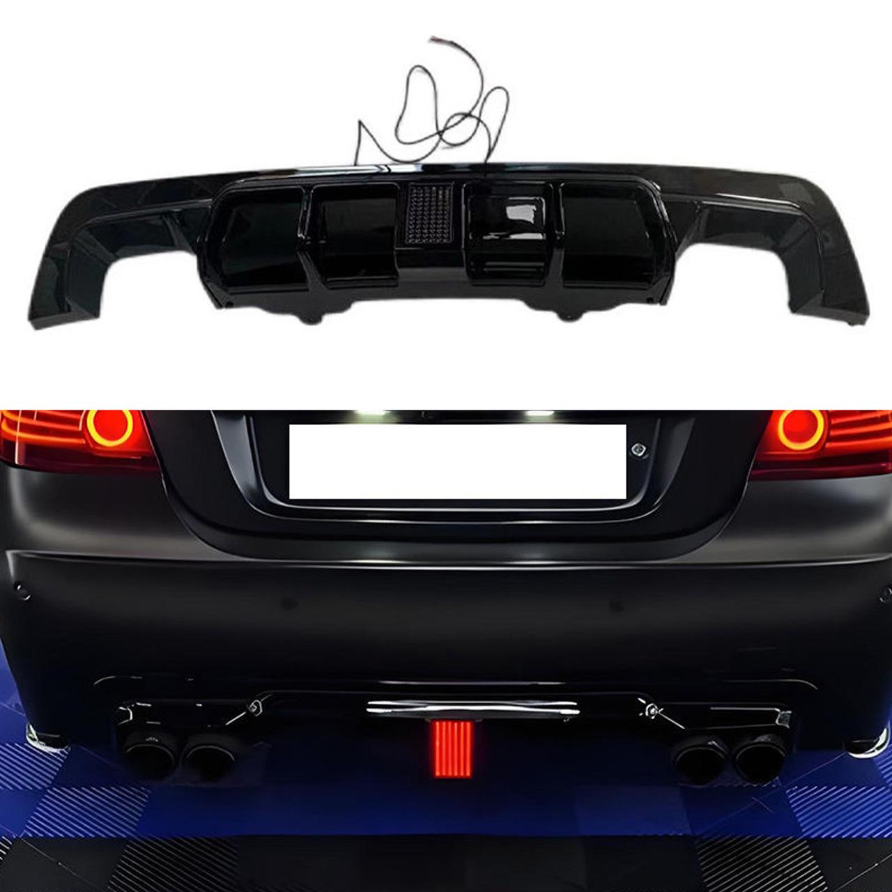 

BMW 5 Series E60 Rear Lip MP Style with Lights (05-09) Carbon Fiber Pattern Diffuser Kit Dual Exhaust [Gloss Black]