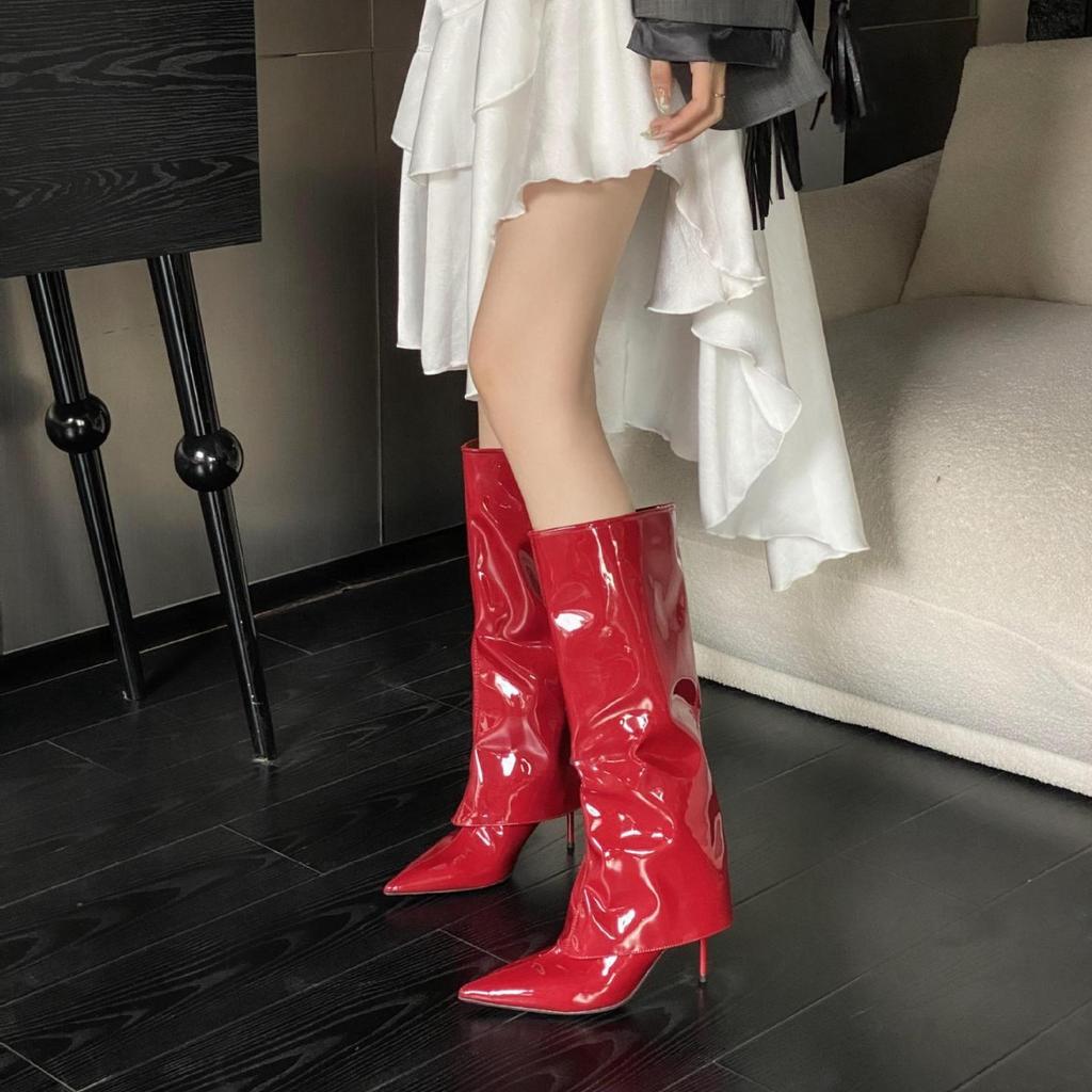 2025 Herbst und Winter neue kurze Stiefel Damen europäisch und amerikanisch dünne Stiefel Modestiefel hohe Absätze Stiefel spitz zulaufend Temperament Damenstiefel Hose