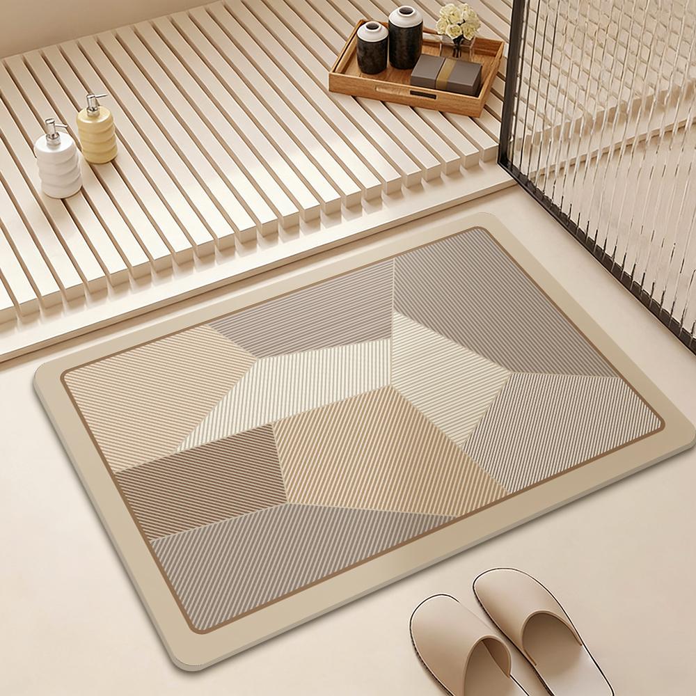 Bath Mat Absorbent Stain Resistant Non Slip Bath Rug Quick Dry PVC Bathmat
