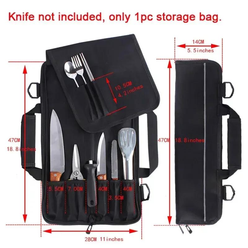 Portable Chef Knife Bag with Adjustable Straps Kitchen Cooking Chef Knife Carrying Storage Pockets Cooking Tools Accessories