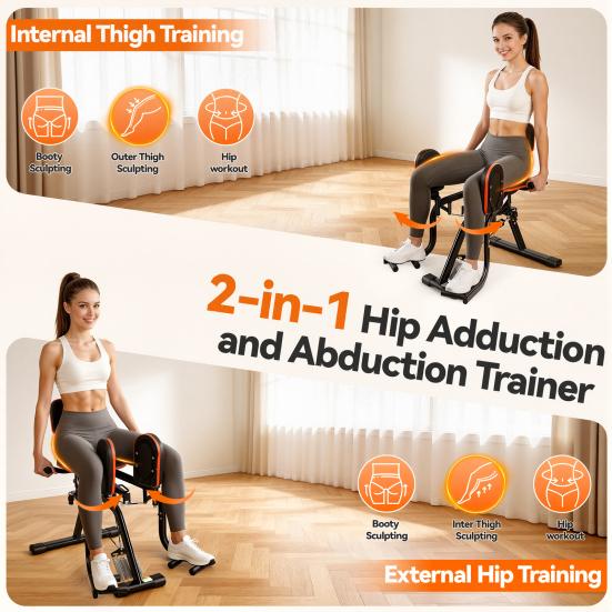 Leg Stretcher Hip Abductor Machine Glute Machine & Exercise Equipment with Resistance Band Adductor for Women Men 360 Degree Adjustable Pads Ultra