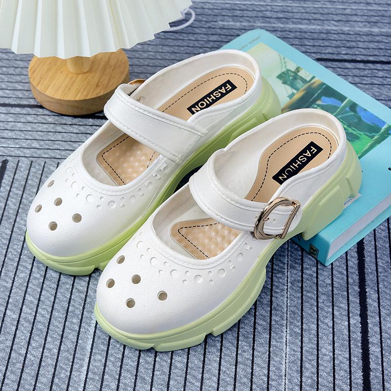 Yuzhihao Summer Thick-Soled Fashion Slippers Women s Closed-Toe Outdoor Hollowed Sandals 40-41