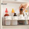 Removable Fridge Shelf Refrigerator Door Organizer, Partitioned Storage Hanging Basket, with Snap-On Sauce Packet Holder Telescopic Design,