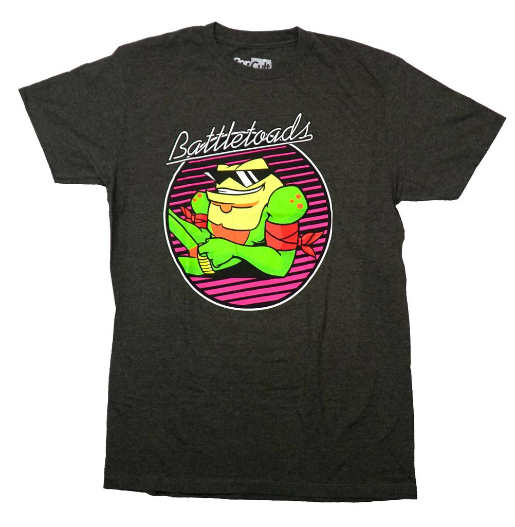 Battletoads New Adult T-Shirt - Rash Wearing Shades In Circle