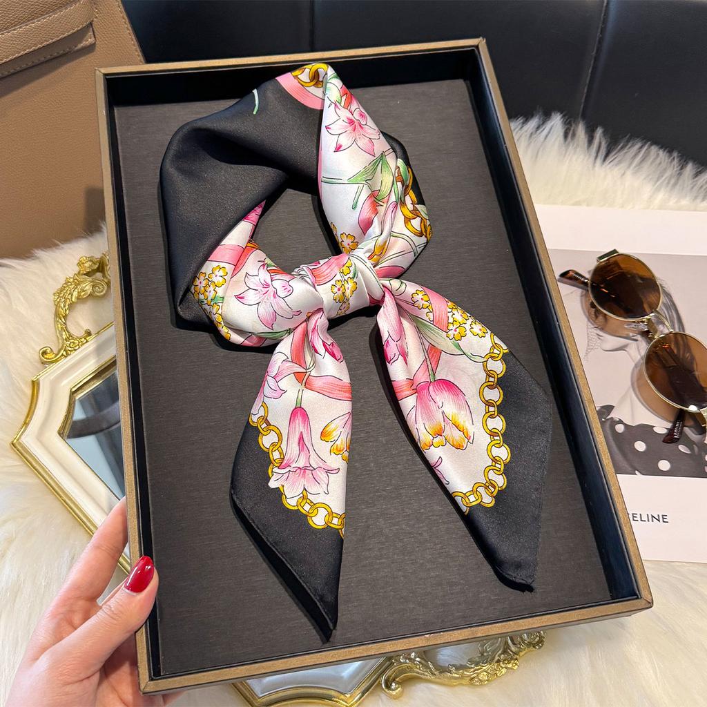 New Luxury Silk Shawl Square Scarf for Women Satin Hijab Fashion Wraps Neckerchief Female Hair Bands Ribbon Headband Bandana