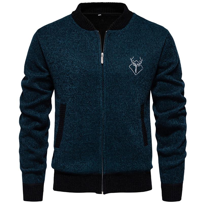 

Осенне-зимний повседневный вязаный кардиган плюс бархатная утолщенная мужская куртка-свитер с бейсбольным воротником 3XL