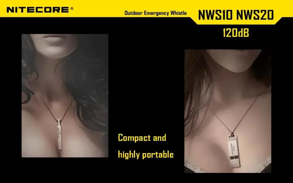NITECORE Titanium Safety Alarm NWS10 120dB High-Decibel Signal, Wearable Pendant & Key Ring, Survival Tool for Camping Hiking