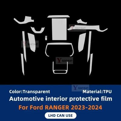 Pour Ford Ranger 2024 Film Protecteur Intérieur Panneau de Levier de Vitesse Écran de Navigation Housse en TPU Automobile Autocollant Anti-Rayures
