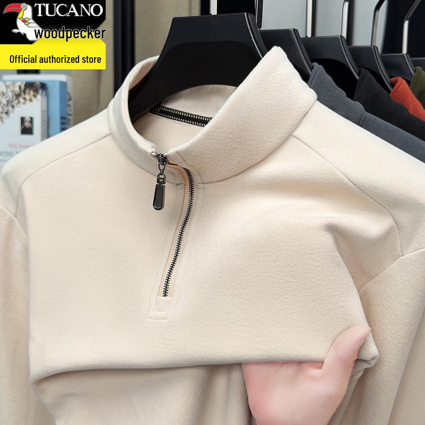 Woodpecker Men s Double-Sided Velvet Half-Zip Warm Base Layer T-Shirt 4XL (Suitable for 190–210 jin)