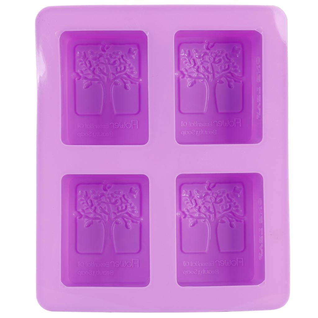 4Gird Purple Silicone HandMade Soap Mold High Temperature Resistant DIY Cake Mold for Baking