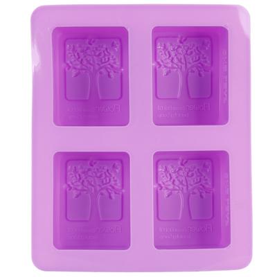 Moule à savon 4 cavités en silicone violet fait main, résistant aux hautes températures, moule à gâteau DIY pour la pâtisserie