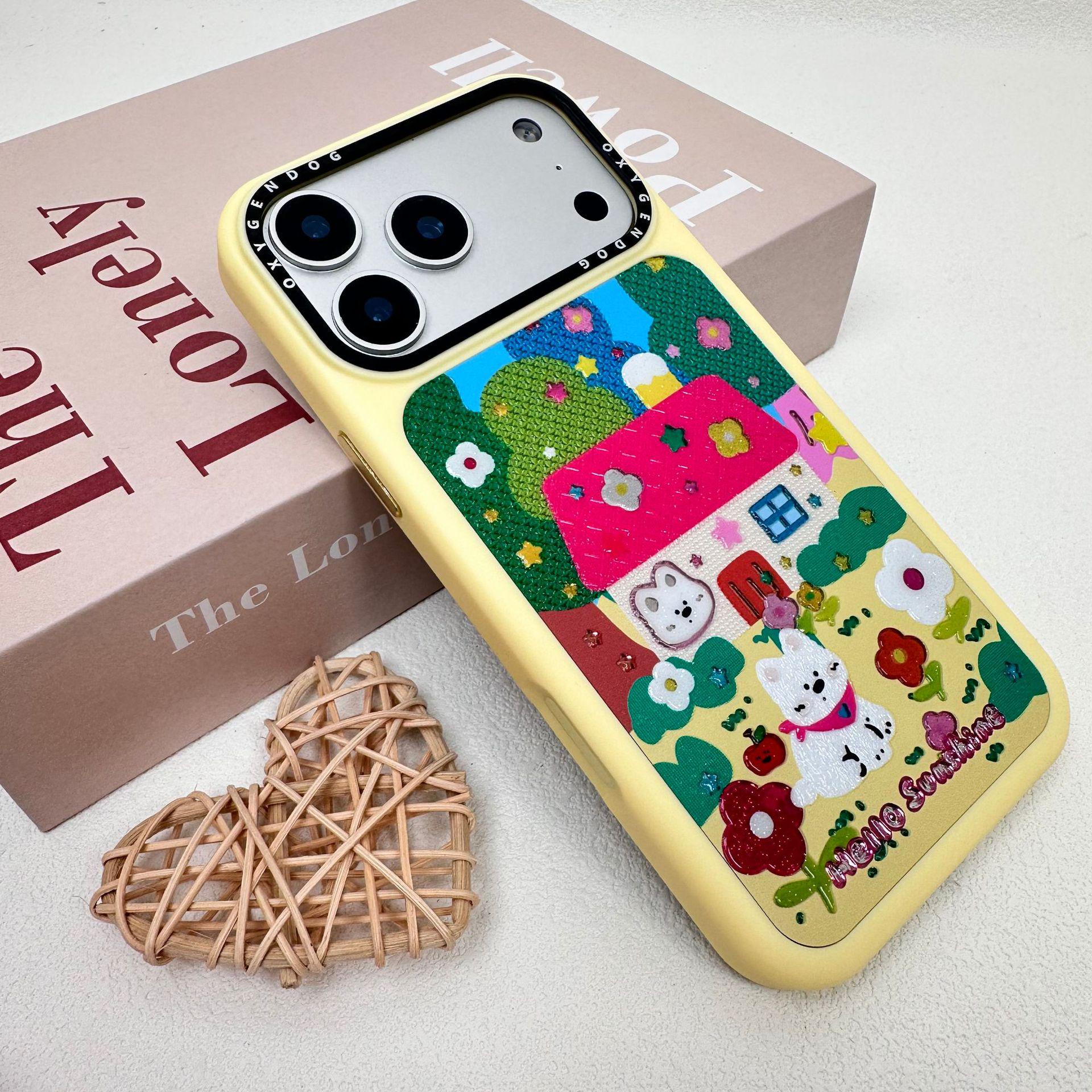 

Trendy Oxygen Dog Picasso Gilded iP17 Protective Case - Drop-proof & Stylish Illustration iPhone 16 Pro