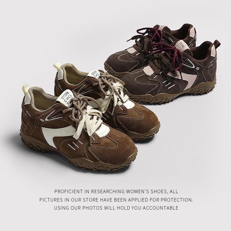Inner Height Increase 6Cm Forrest Gump Shoes Women'S Autumn And Winter Leather Sports Leisure German Training Shoes Are Comfortable And Versatile