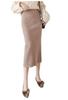 Mimi Knit Elastic Office Special Relaxed One Size Fits Beige M's Women's Skirt, Tight, Long, Below-the-Knee, Winter, Fall/Winter, Ribbed, Slit,