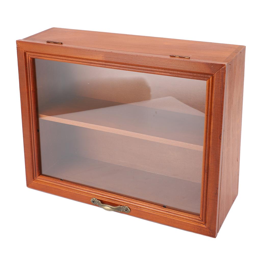 Wood Desktop Organizer Freestanding Wooden Display Shelves Desktop Display Cabinet for Mini Figures Cosmetics