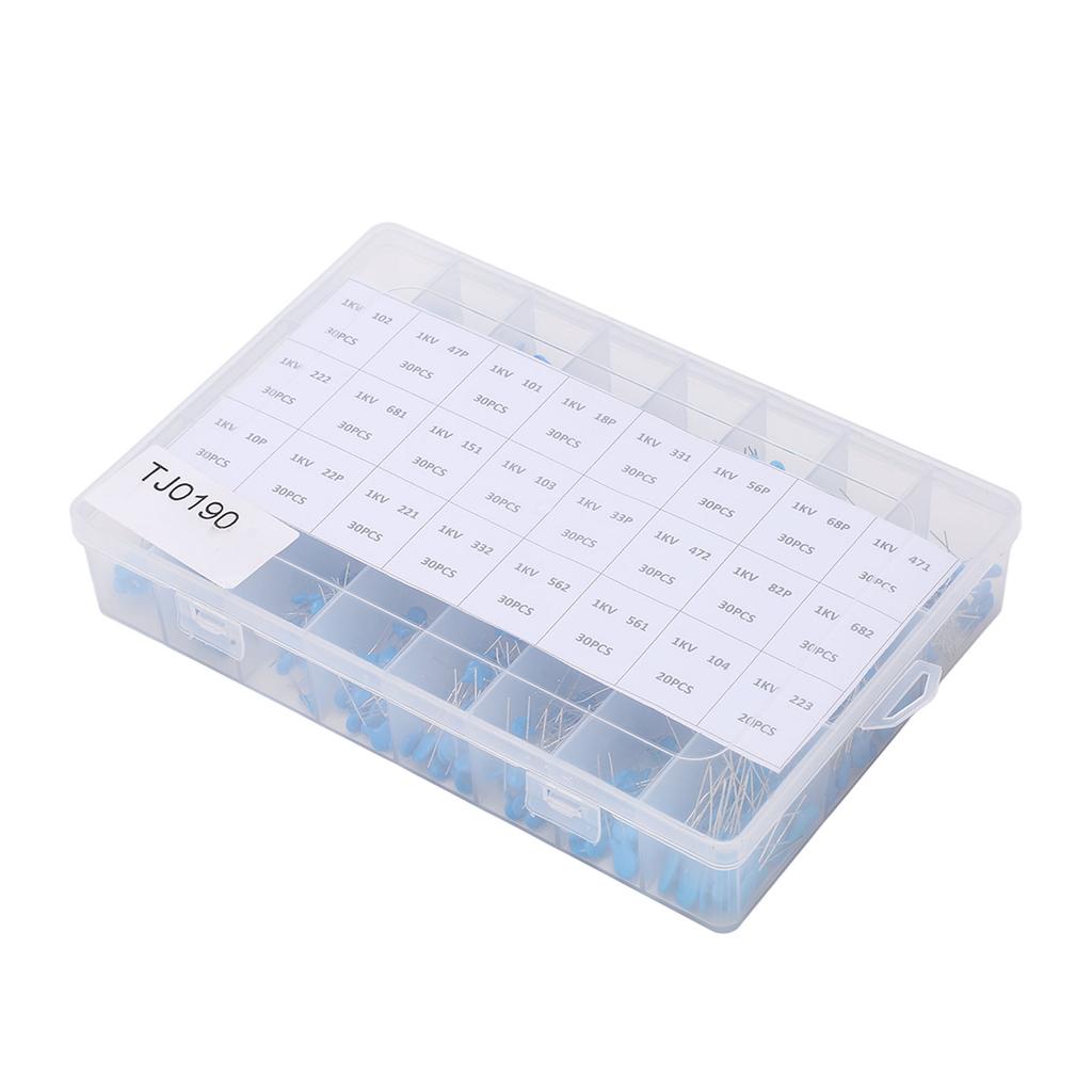 700Pcs Ceramic Capacitor 1KV High Voltage 24 Values Assortment Kit Set for Radio TV