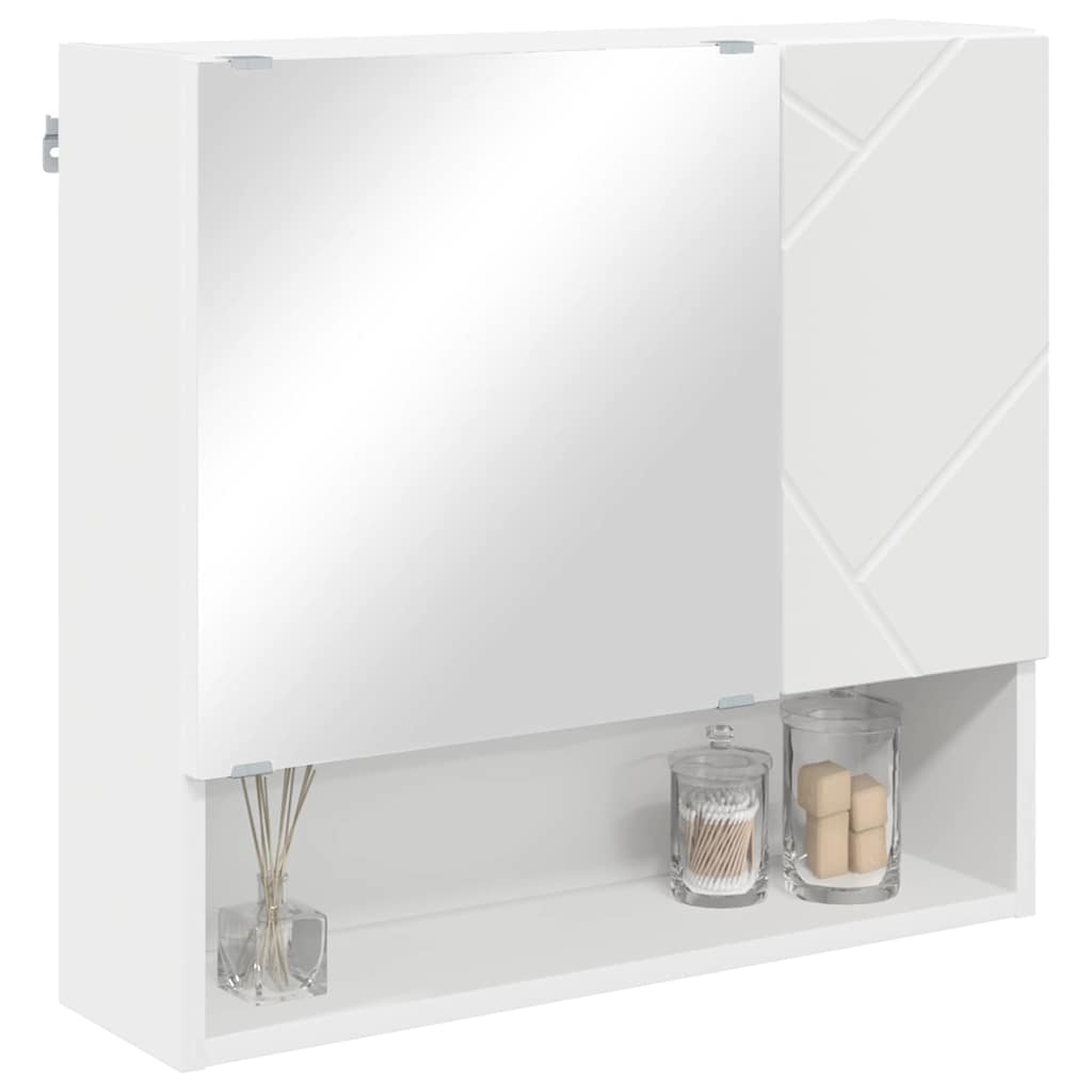 Wall Mounted Mirror Cabinet White 59 X 17 X 55 Cm Particleboard