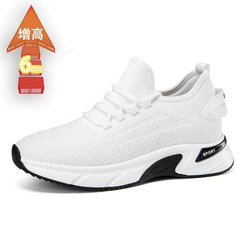 Invisible inner height increase 8CM fly-woven running shoes thick-soled muffin mesh sneakers fashionable, lightweight and breathable