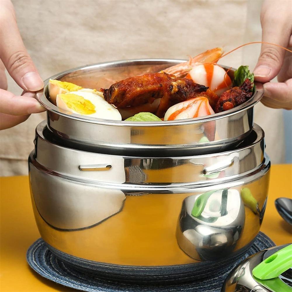 1pc Thickened stainless steel apple lunch box; double-layer insulation and heat preservation bento box; convenient lunch box for