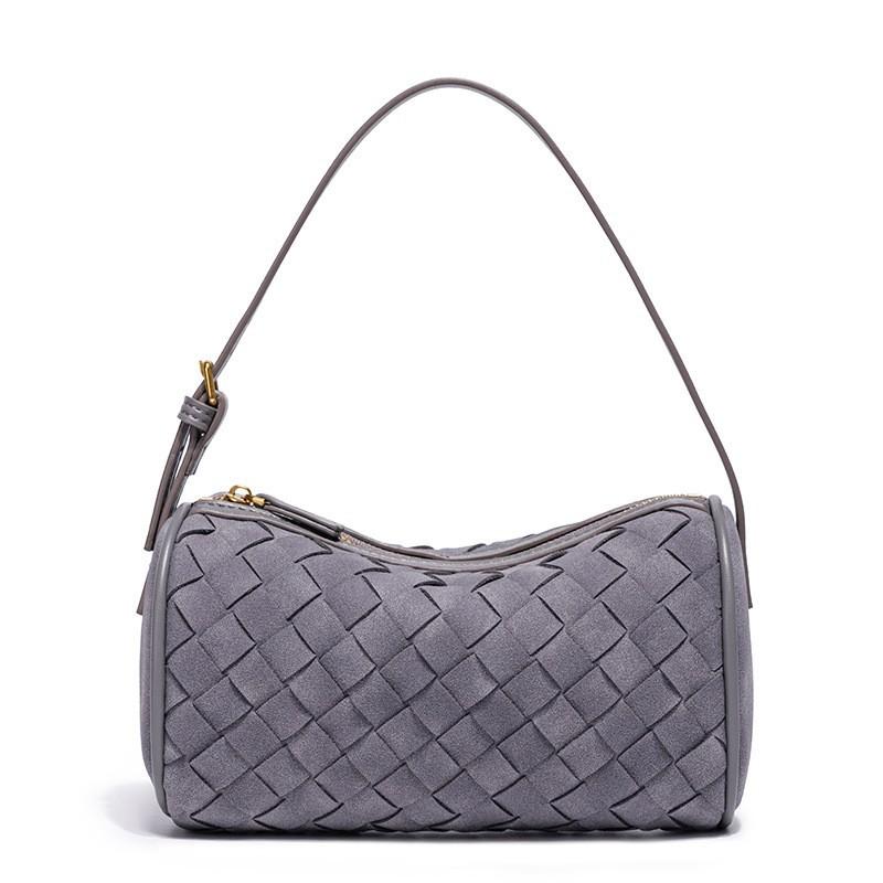 Autumn And Winter Frosted Leather Cylinder Woven Bag Fashion Trend Shoulder Underarm Bag Hand Carry Diagonal Cross Pillow Bag