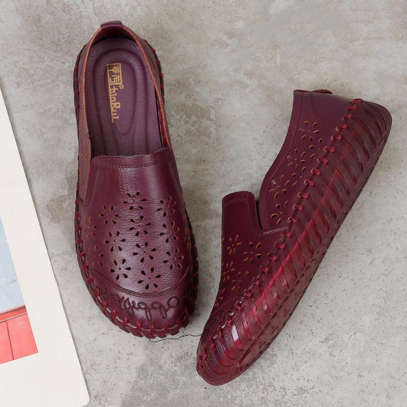 New Purple Cowhide Leather Shoes Women Luxury Moccasin Ladies Slip On Driving Big Size 42 Woman Loafers High Quality