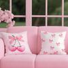 Pink bow cherry Cushion Cover 2-in-1 Reversible Plush Pillow Cover | Car/Sofa/Bed | Perfect Gift