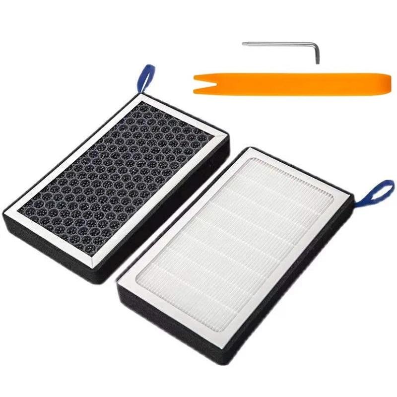 

2шт HEPA фильтр с активированным углем для Tesla Model 3/Y автомобильный фильтр с активированным углем кондиционер воздушные фильтры с 2 инструментами белый