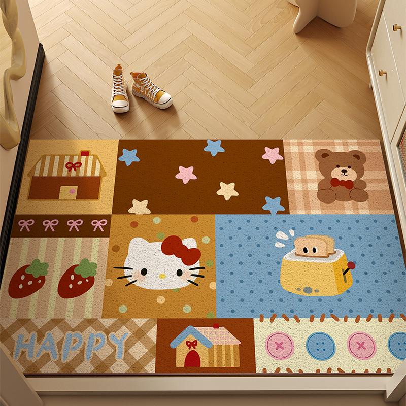 Silk Ring Entry Door Floor Mat Cartoon Cat Entry Door Non-Slip Door Mat Door Door Dirt-Resistant Foot Mat 40*60cm