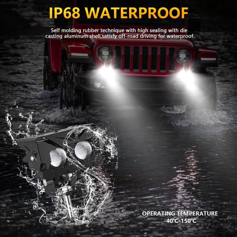 LED Offroad Lights LED Driving Pod Lights Super Flood Beam 2Pcs Led Pods Light Bar Waterproof for Motorcycles Durable