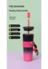 Sleek Gradient Stainless Steel Insulated Straw Cup with Portable Strap