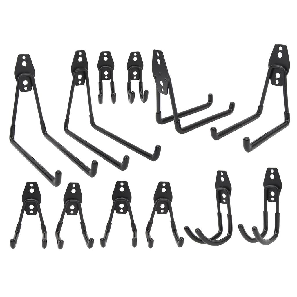 Heavy Duty Garage Hooks Metal Anti Slip Garage Hanger Utility Hooks for Power Tools Ladders Bulk Items Black 12PCS