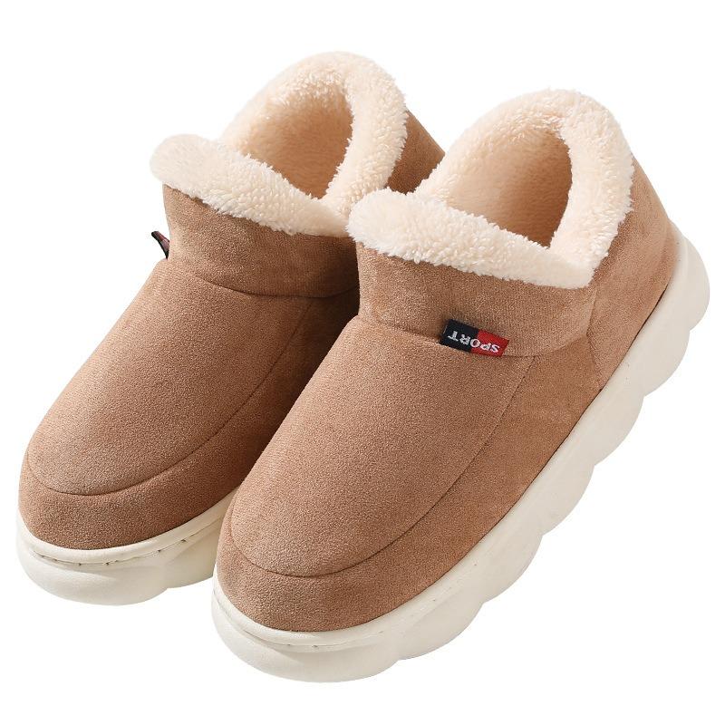 Slippers winter home new old cotton shoes women's outer wear bag heel velvet indoor warm thick-soled men's snow boots winter