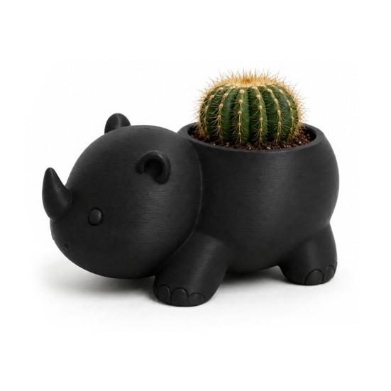 Decorative Animal Shape Planter Cute Rhinoceros Planter, 3D Printed Rhino Flower Pot, Indoor Micro Landscape Pot Plant for Succulents Cactus