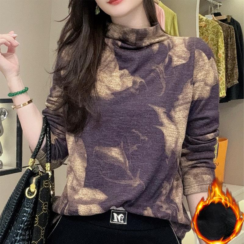 New Winter Style Plush Thickened Versatile T-shirts To Make You Look Slim and Elegant Design-sensing Base Shirt Pullover Top
