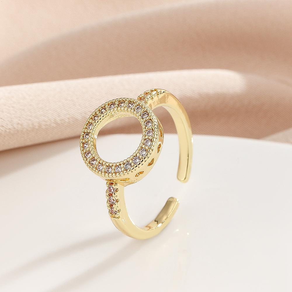

Gold Sliver Color Hoop Shape Zirconia Cuff Rings For Women Copper Paved Diamond Openable Finger Accessory