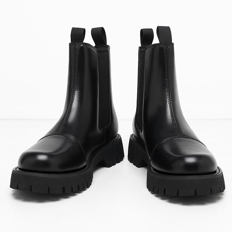 Winter velvet cotton platform Martin boots medium and high top leather shoes British style Chelsea leather boots sleeve men's cotton shoes