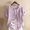 Women's Fashion Cat Print Short Sleeve T-shirt Loose Cotton Shirt Casual Loose Summer Blouse Tops