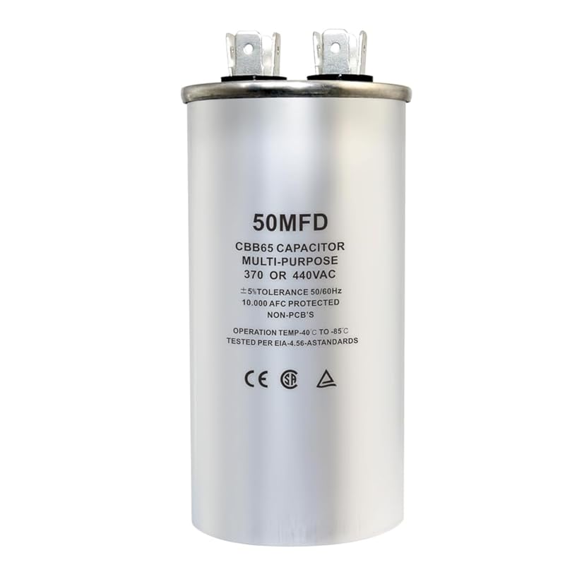 CBB65 Circular Run Capacitor, 450VAC 5 uf/MFD 50/60Hz Round Start Capacitor - Very Suitable for Air Conditioning, Fan Capacitor, Etc. (5 Uf)