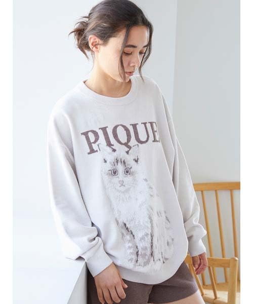 Gelato Pique CAT JQD Pullover PWNT244065 BEG Free Size Women's