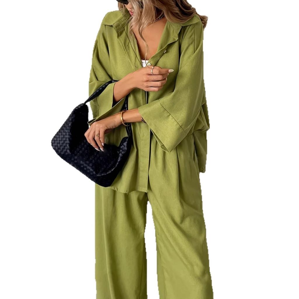 Spring Summer Women's 2 Pieces Outfits, Loose Plus Size Shirt & Long Pants Set, Casual European American Style Clothing