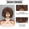 MISS WIG Braune, gemischte, goldene, kurze, lockige Perücke, afrikanische Locken, große Rollenperücke für Damen, tägliches Cosplay, synthetische Hochtemperaturfaserperücke