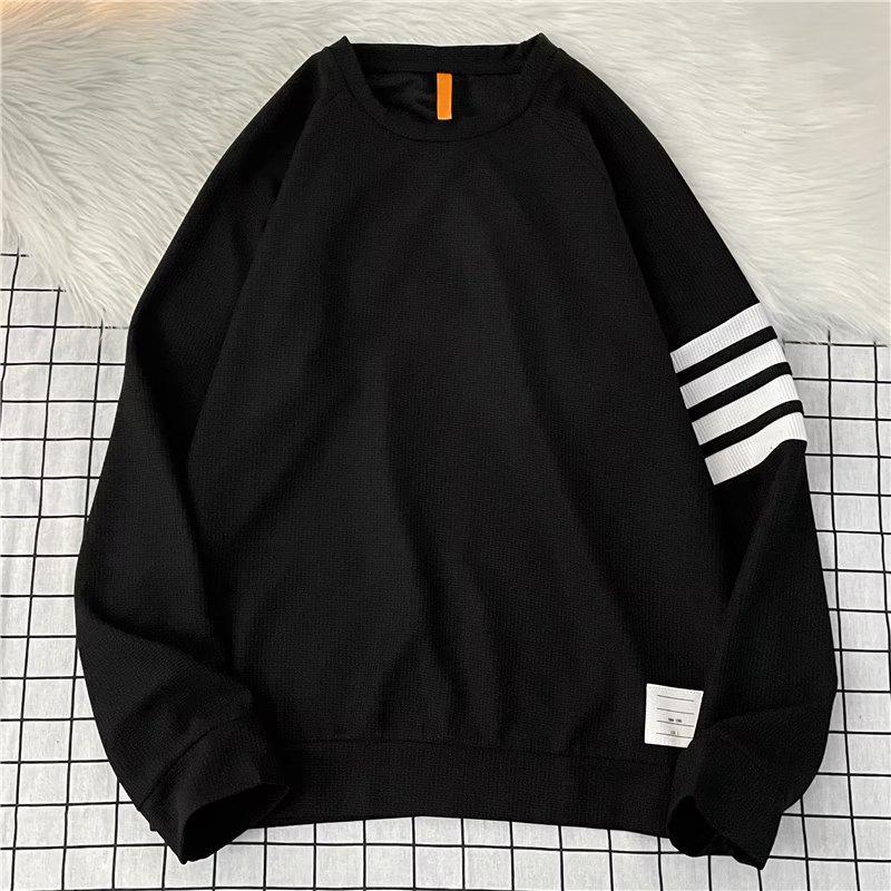 

Унисекс Американский Ретро Пэчворк Свитшот: Полосатый свитшот для осени 2024 уличная одежда XX-Large чёрный