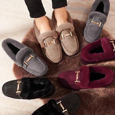 Mocassini Invernali da Donna Sfocati con Fodera in Velluto - Nuovo Stile 2024 Pantofole da Casa in Lana di Agnello