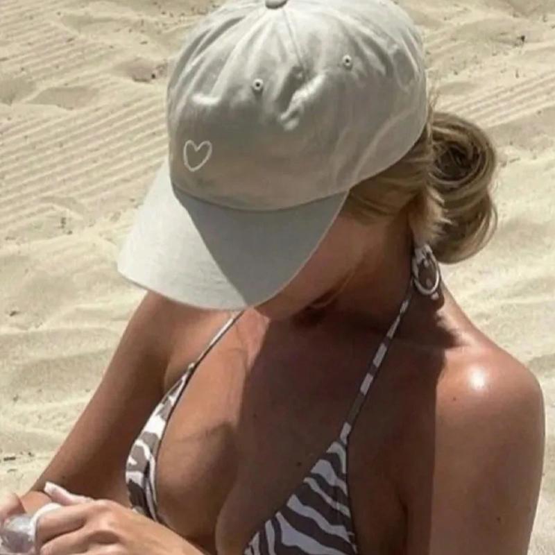 1pc Hand Drawn Heart Hat Women Embroidered Baseball Cap Cute Baseball Hat Adjustable Women Baseball Cap Baseball Cap