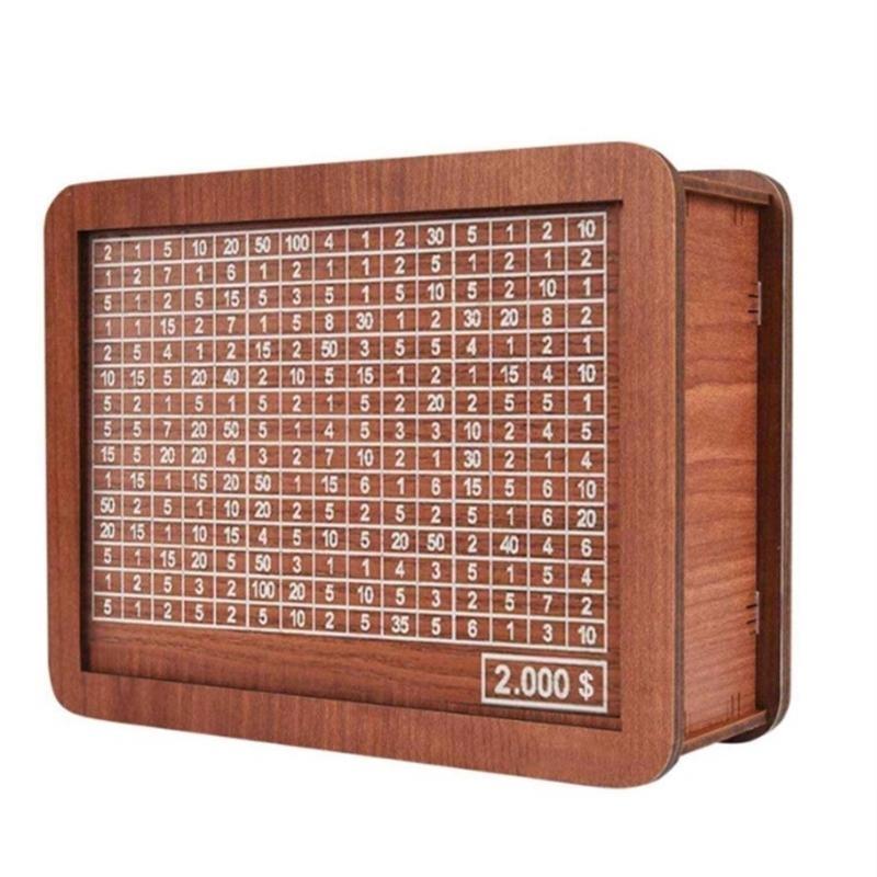 Wooden PiggyBanks Reusable Handmade Money Box PiggyBanks with Saving Goal Number