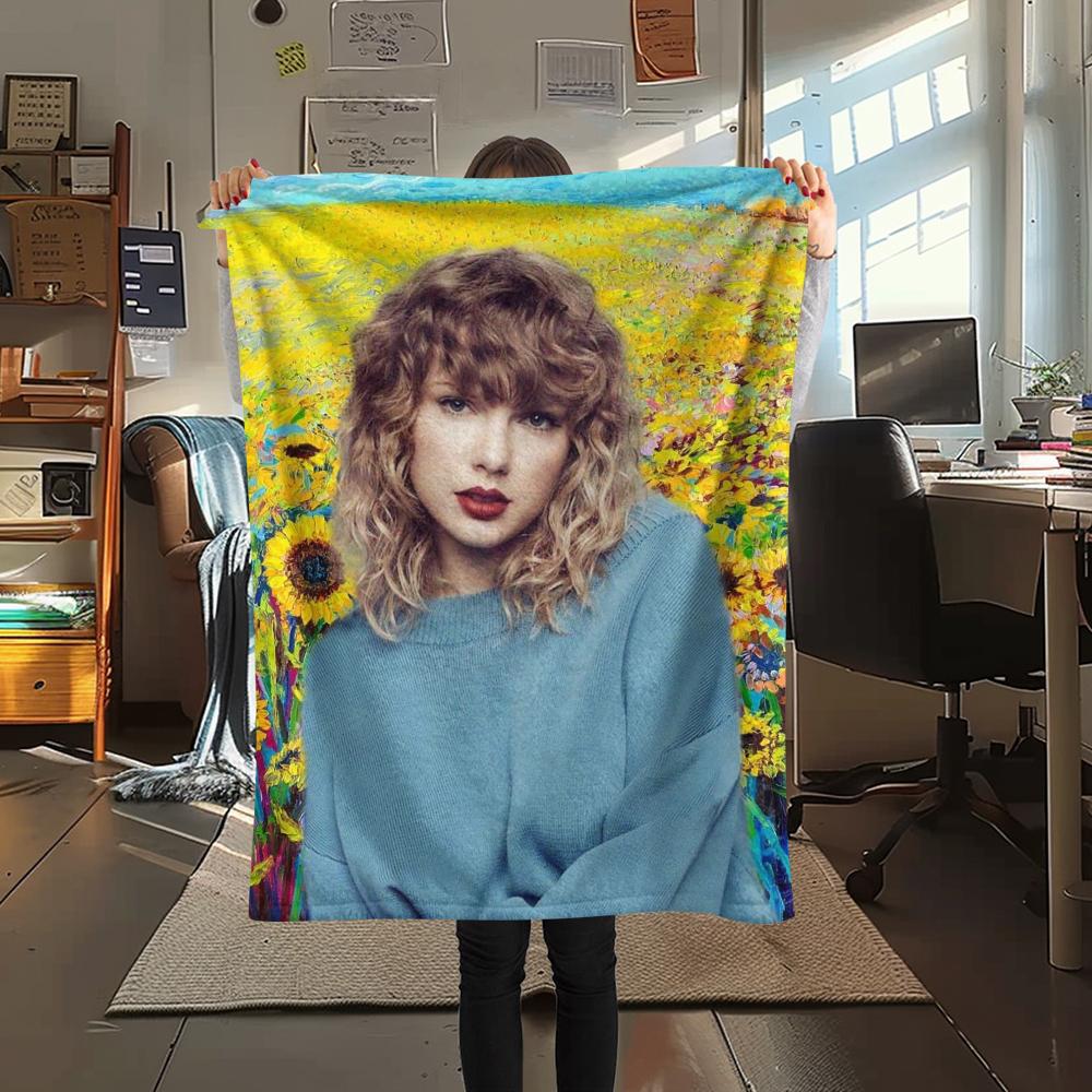 1PC Taylor Print Flannel Blanket, High quality All Seasons, Home Decor, Warmth and Comfort, Perfect for Christmas Gifts