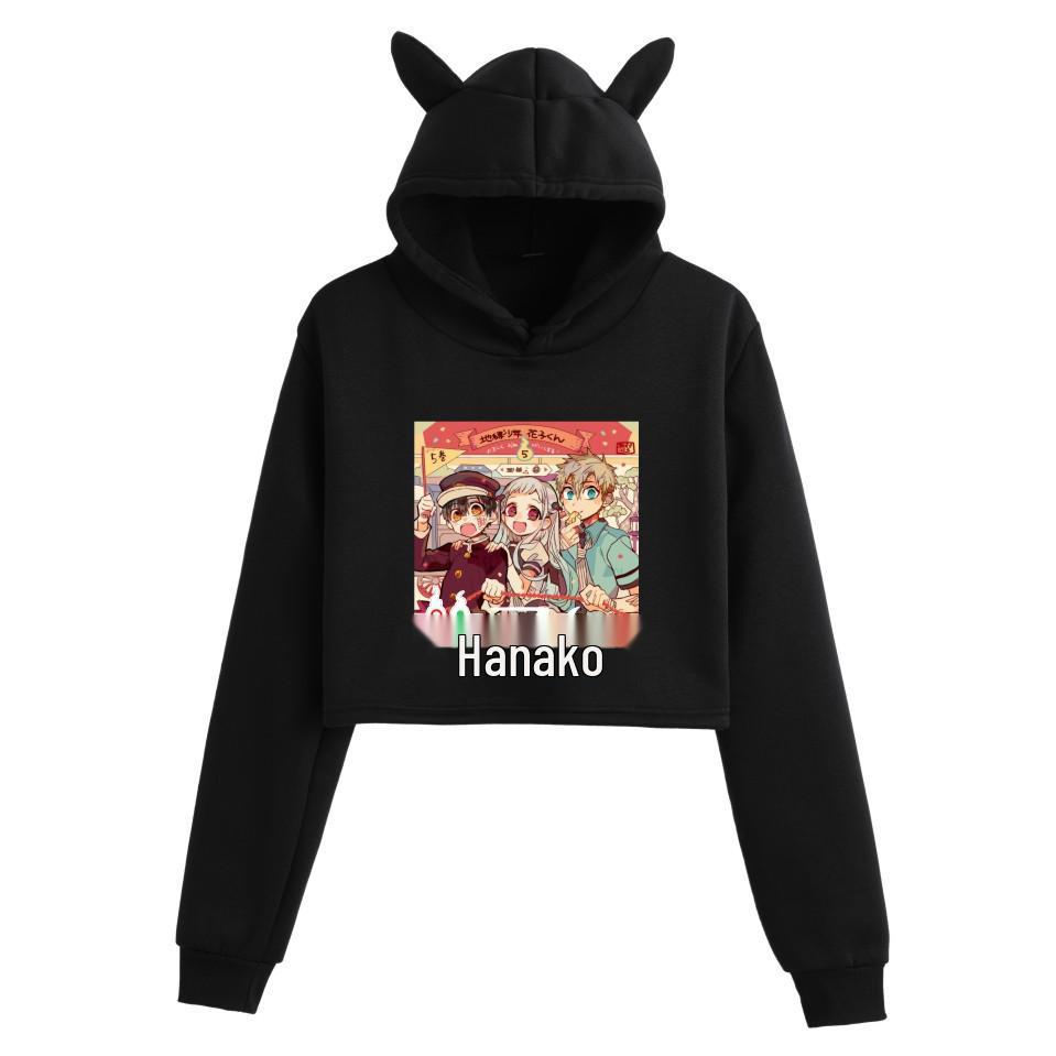 Jibaku Shonen Hanako-kun Crop Top Mikina s kočičími oušky pro dívky