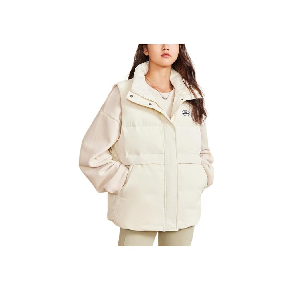 Anta Life Series FW22 Logo Patch Zipper Cardigan Thick Vest Women vests White 962238901-2